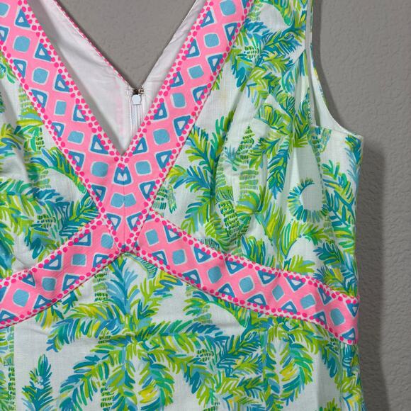 Lilly Pulitzer 10 Lanora Fresh Citrus Keep Palm Mini Sheath Dress Green Cotton - Picture 5 of 10